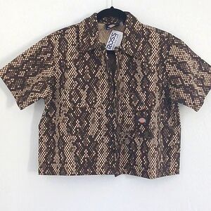 Dickies Brown Snake Print Button Down Shirt